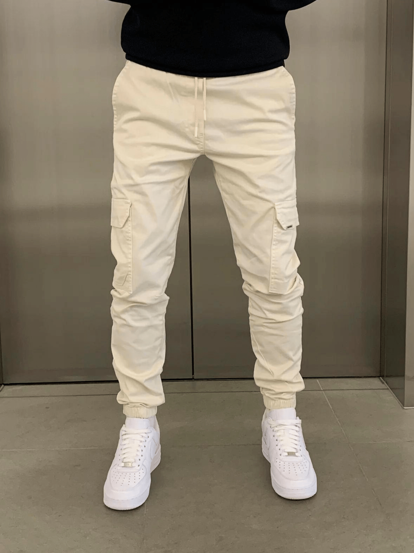 Cargo Jogger | Drawstring | Skinny | Cargohosen | Herrenhosen-Beige-XS-Chaps Herrenmode