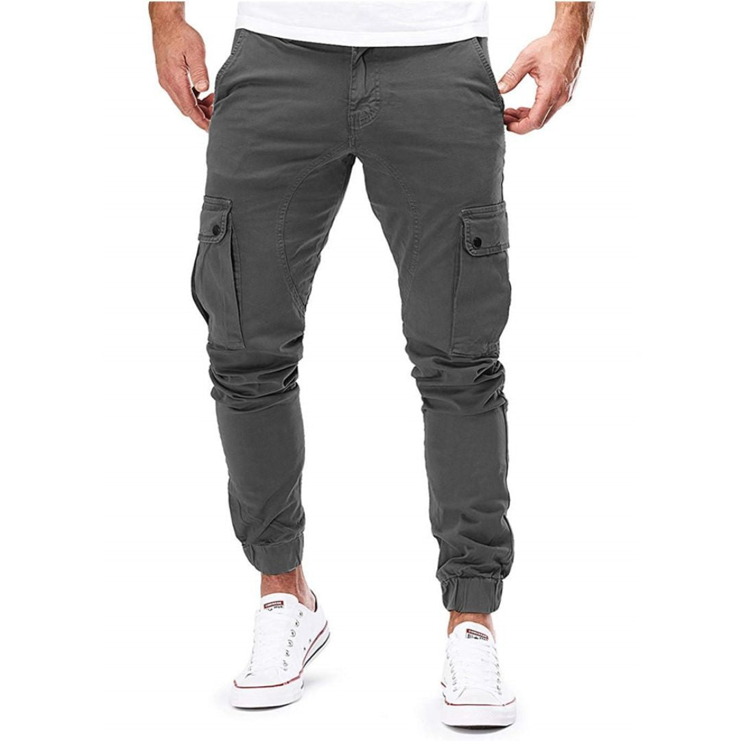 Cargo-Jogger – Stretch-Cargohose für Herren mit schmaler Passform und Taschen-Grau-M-Chaps Herrenmode