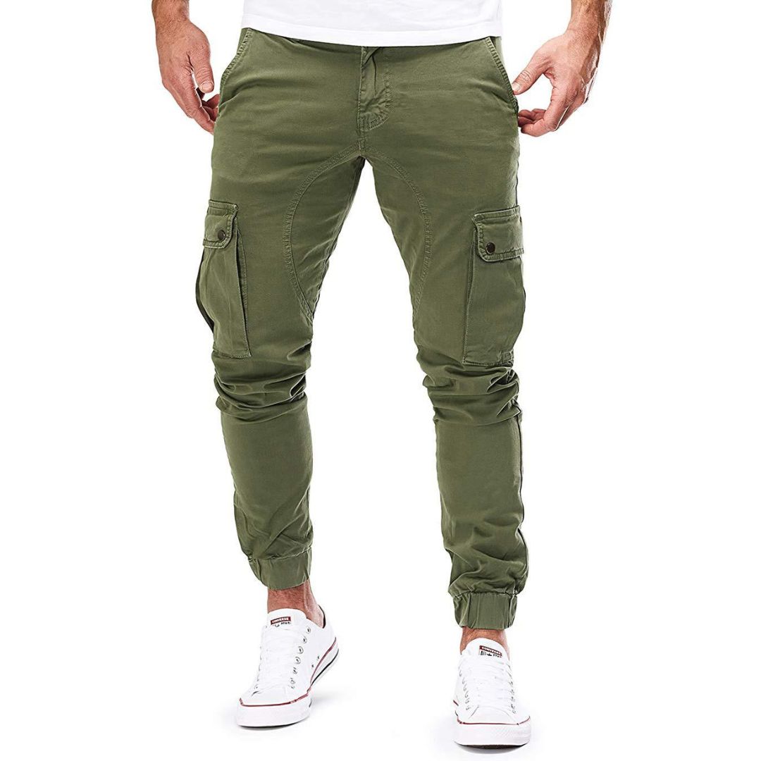 Cargo-Jogger – Stretch-Cargohose für Herren mit schmaler Passform und Taschen-Grün-M-Chaps Herrenmode