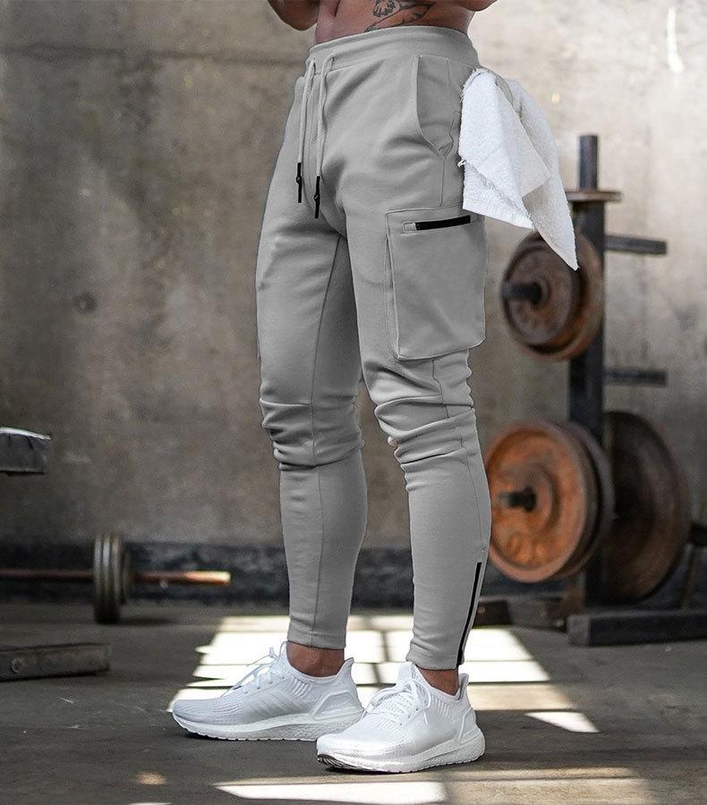 Cargo-Jogginghosen | Slim Fit | Kordelzug | Jogginghosen mit Bündchen | Trainingshosen für Herren-Grau-M-Chaps Herrenmode