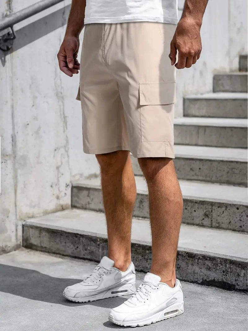 Cargo-Shorts | Beige | Lockere Passform | Lange Shorts | Herrenshorts-Beige-S-Chaps Herrenmode