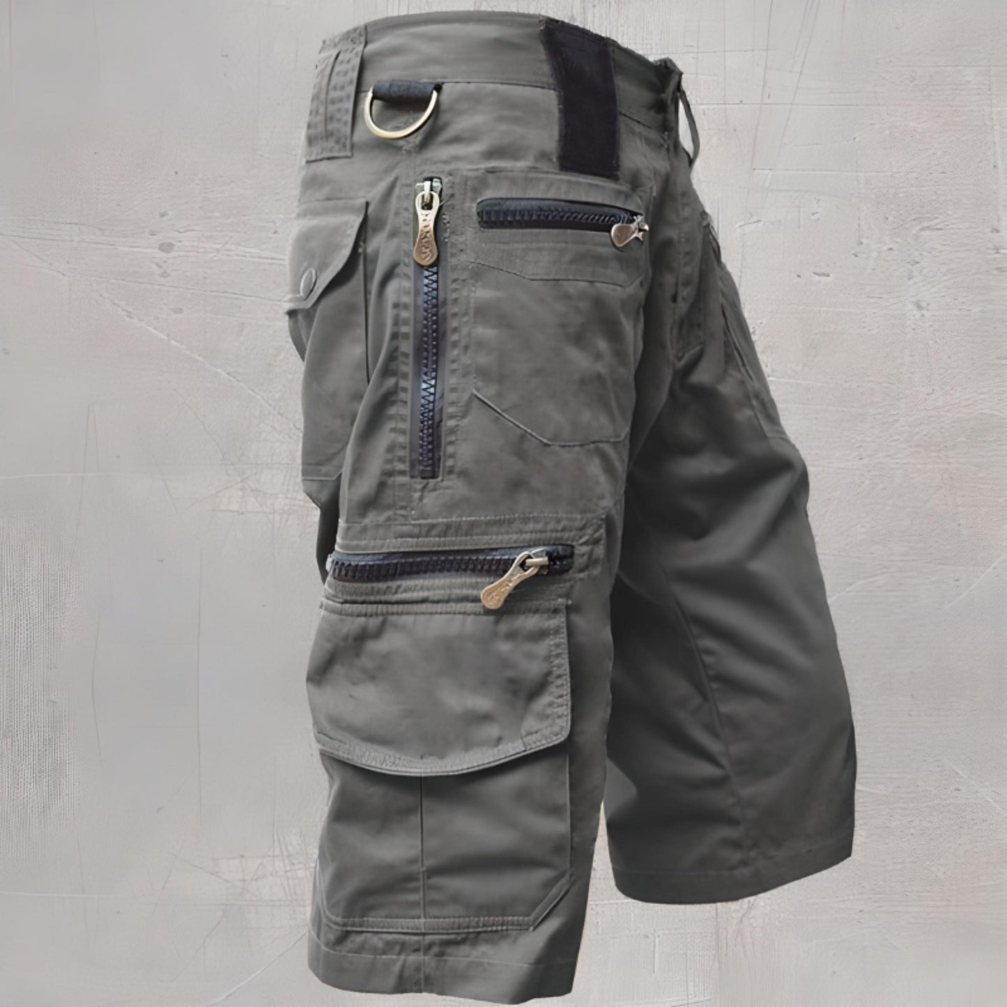 Cargo-Shorts | Freizeit | Taschen | Lange Shorts | Caprihosen für Männer-Grau-M-Chaps Herrenmode