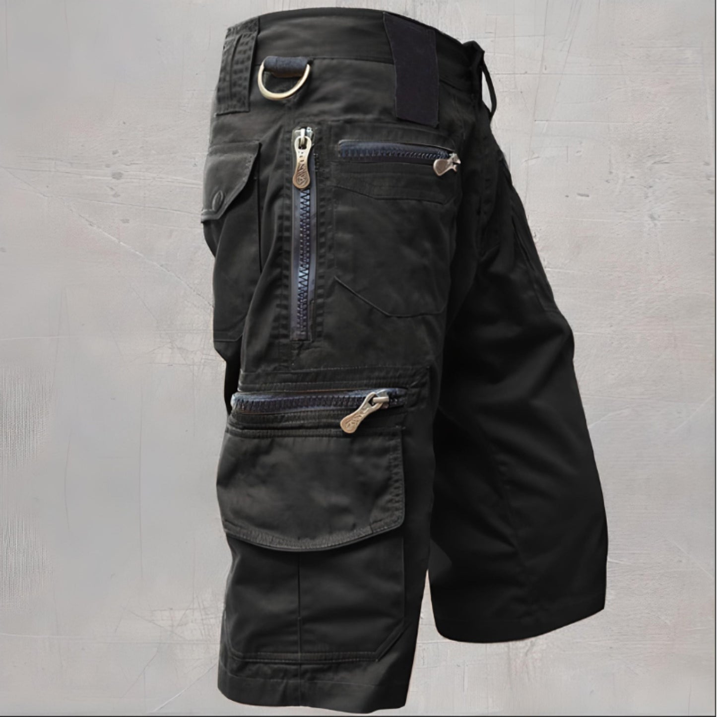 Cargo-Shorts | Freizeit | Taschen | Lange Shorts | Caprihosen für Männer-Schwarz-M-Chaps Herrenmode