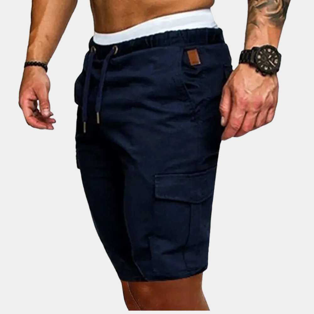 Cargo-Shorts – Kordelzug – Lang – Sommershorts – Herren-Shorts-Blau-M-Chaps Herrenmode