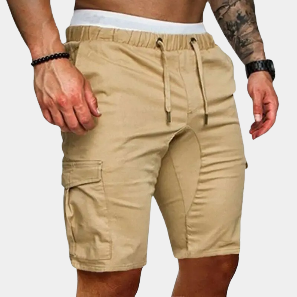 Cargo-Shorts – Kordelzug – Lang – Sommershorts – Herren-Shorts-Khaki-M-Chaps Herrenmode