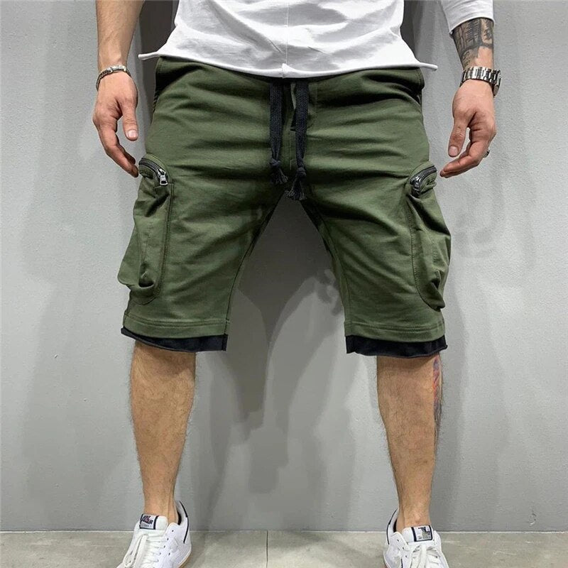 Cargo-Shorts – Kordelzug – Locker geschnitten – Cargo-Sweatshorts – Herrenbekleidung-Grün-M-Chaps Herrenmode