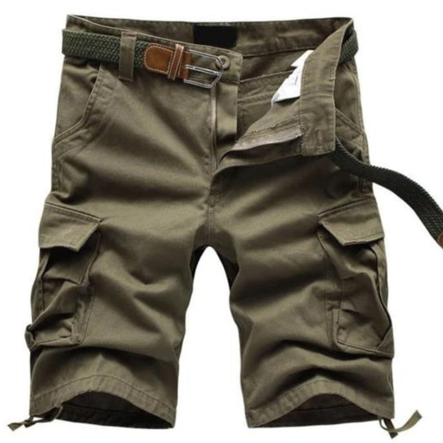 Cargo-Shorts – Lange Freizeit-Shorts für Männer mit Gürtel-Armeegrün-S-Chaps Herrenmode
