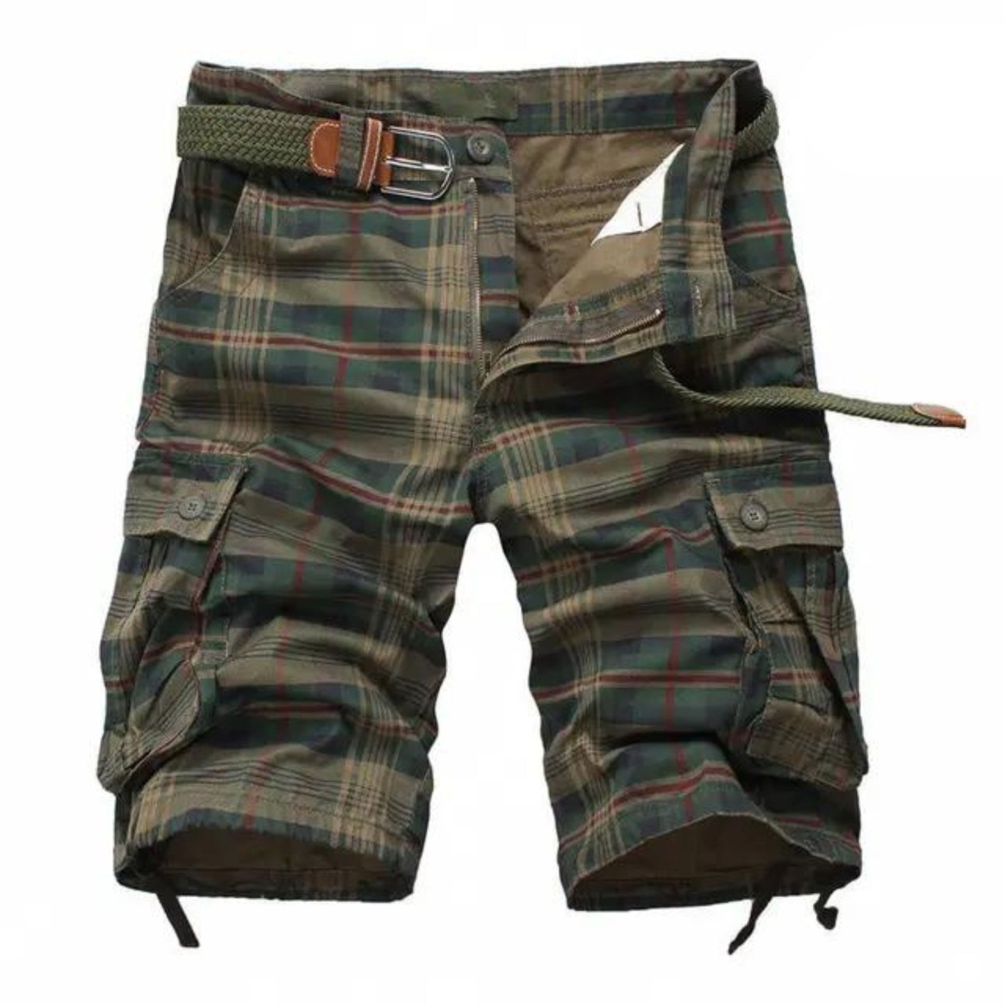 Cargo-Shorts – Lange Freizeit-Shorts für Männer mit Gürtel-Grün-S-Chaps Herrenmode