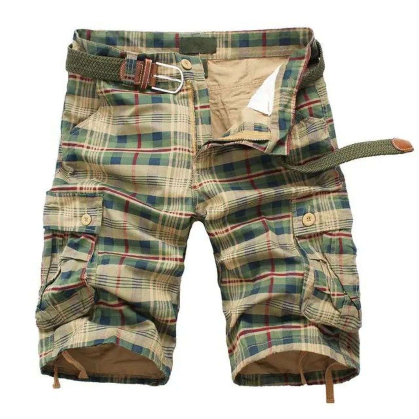 Cargo-Shorts – Lange Freizeit-Shorts für Männer mit Gürtel-Khaki-S-Chaps Herrenmode