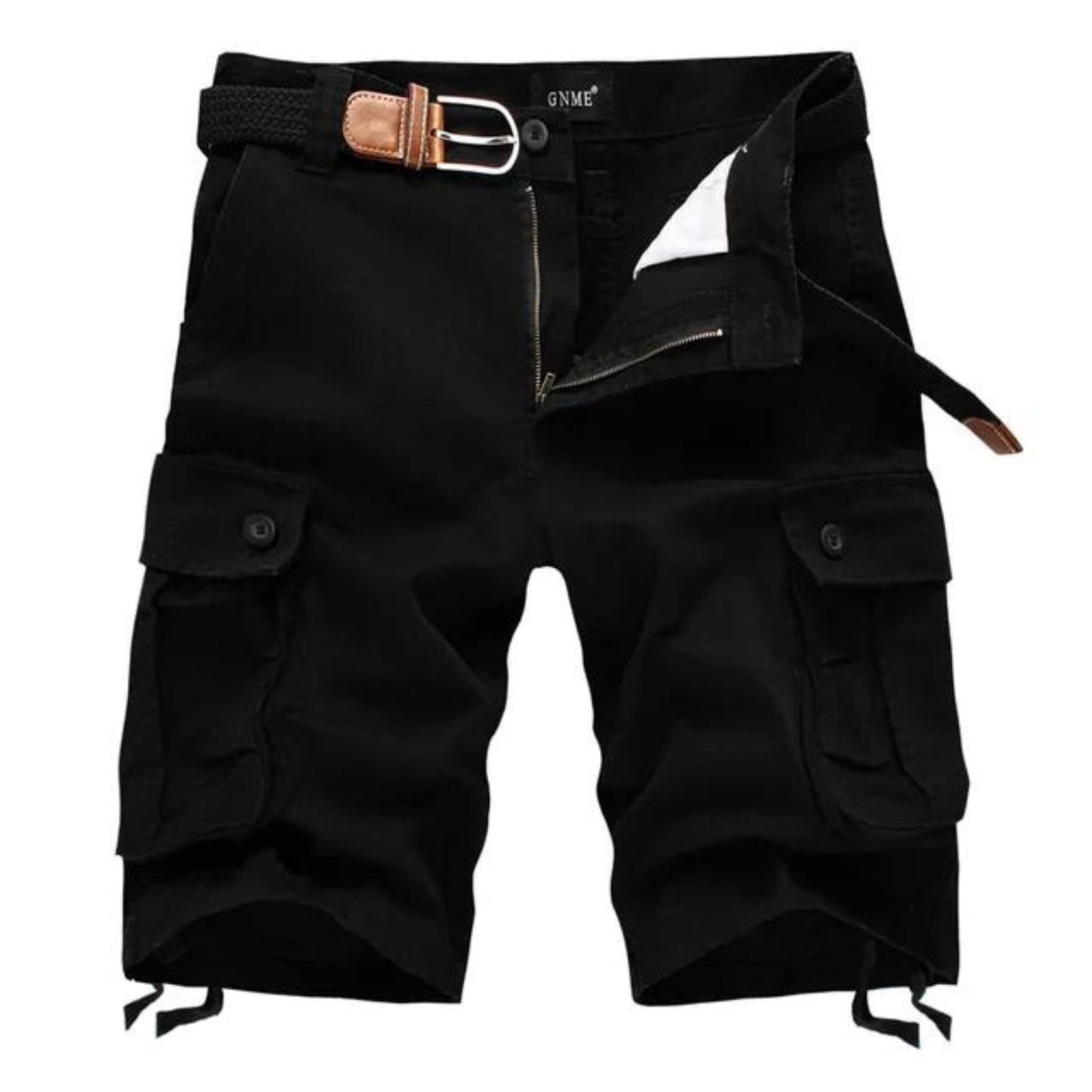 Cargo-Shorts – Lange Freizeit-Shorts für Männer mit Gürtel-Schwarz-S-Chaps Herrenmode