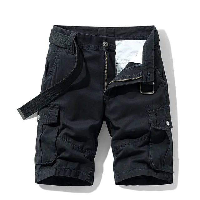 Cargo-Shorts – Lässige lange Cargoshorts für Männer mit Taschen-Schwarz-30-Chaps Herrenmode