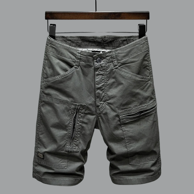 Cargo-Shorts | Stretch | Lockere Passform | Lange Shorts | Shorts für Herren-Grau-S-Chaps Herrenmode