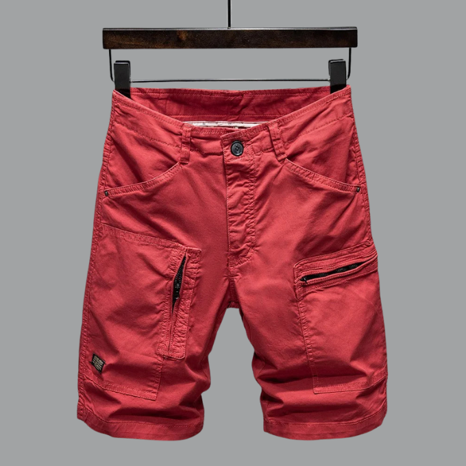 Cargo-Shorts | Stretch | Lockere Passform | Lange Shorts | Shorts für Herren-Rot-S-Chaps Herrenmode