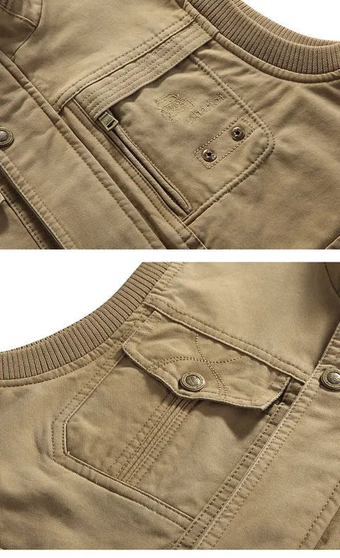 Cargo Vest - Herren Zip-Up Vintage Style Arbeitsweste mit Taschen-Chaps Herrenmode