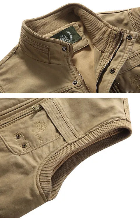 Cargo Vest - Herren Zip-Up Vintage Style Arbeitsweste mit Taschen-Chaps Herrenmode