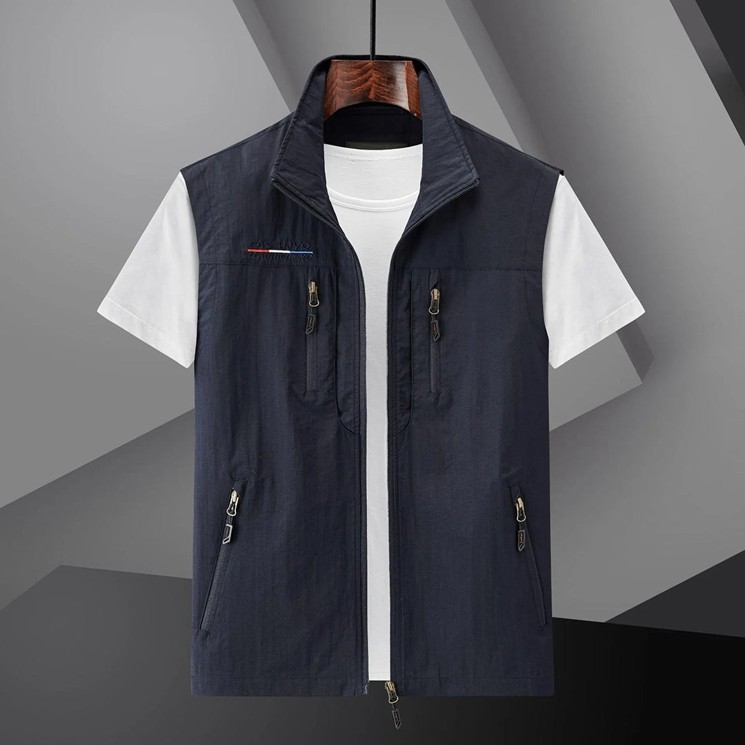 Cargo Weste - Herren Outdoor Tactical Vest Bodywarmer für den Sommer-Dunkelblau-M-Chaps Herrenmode