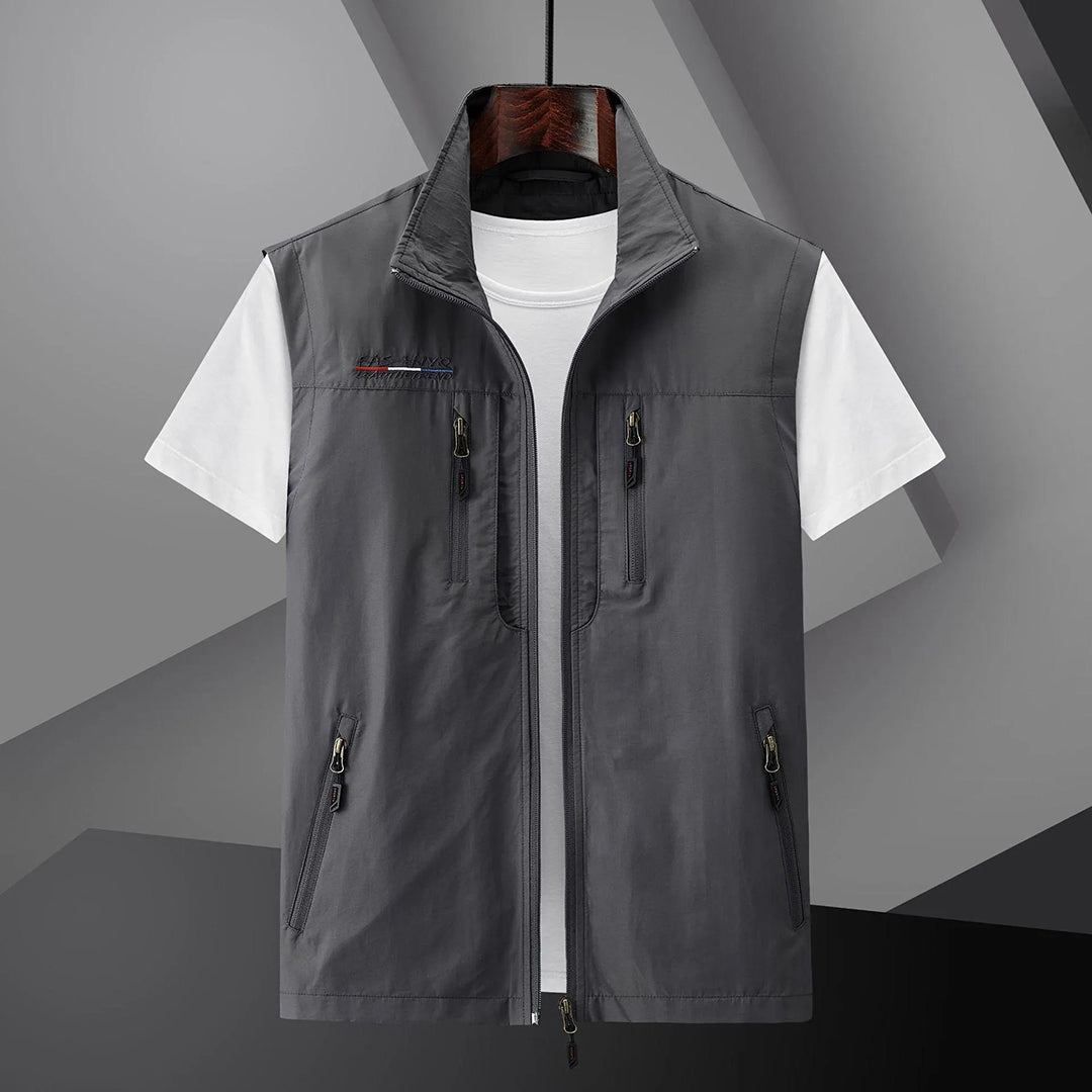 Cargo Weste - Herren Outdoor Tactical Vest Bodywarmer für den Sommer-Grau-M-Chaps Herrenmode
