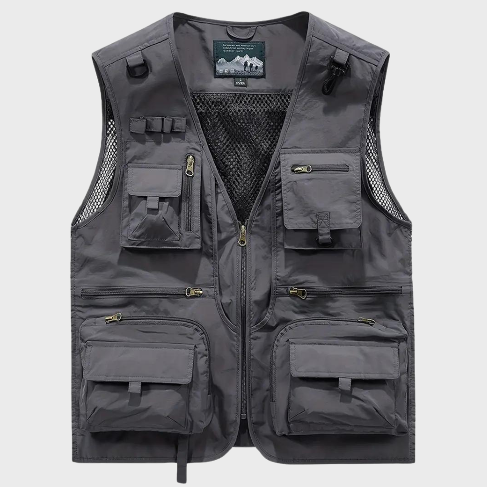 Cargo-Weste | Reißverschluss | Taschen | Cargo-Weste | Herrenweste-Grau-S-Chaps Herrenmode
