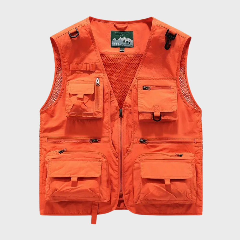 Cargo-Weste | Reißverschluss | Taschen | Cargo-Weste | Herrenweste-Orange-S-Chaps Herrenmode