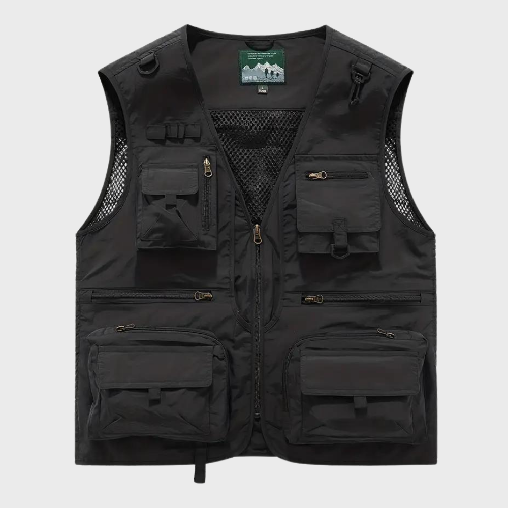 Cargo-Weste | Reißverschluss | Taschen | Cargo-Weste | Herrenweste-Schwarz-S-Chaps Herrenmode
