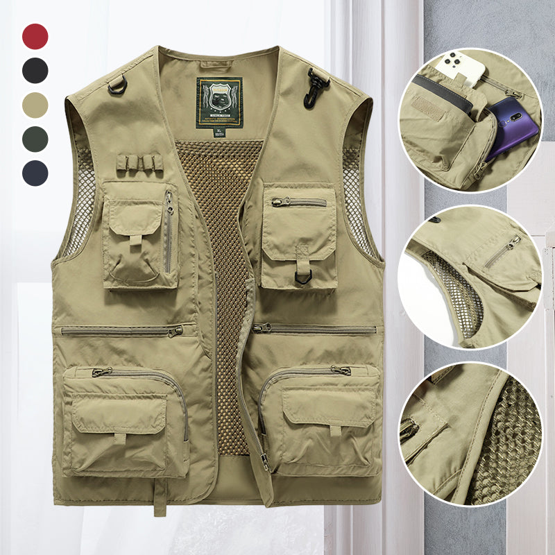 Cargo-Weste - Taktisch - Zip-Up - Arbeitsweste - Herrenweste-Chaps Herrenmode