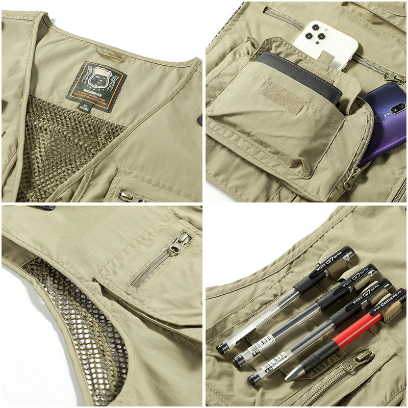 Cargo-Weste - Taktisch - Zip-Up - Arbeitsweste - Herrenweste-Chaps Herrenmode