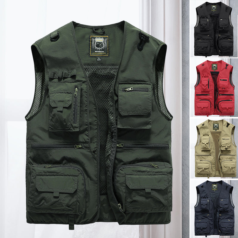 Cargo-Weste - Taktisch - Zip-Up - Arbeitsweste - Herrenweste-Chaps Herrenmode