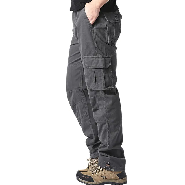Cargohose - Gerades Bein - Taschen - Cargohose - Herrenhosen-Grau-M-Chaps Herrenmode