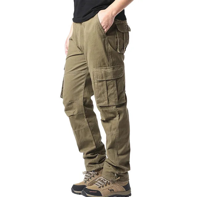 Cargohose - Gerades Bein - Taschen - Cargohose - Herrenhosen-Militärgelb-M-Chaps Herrenmode