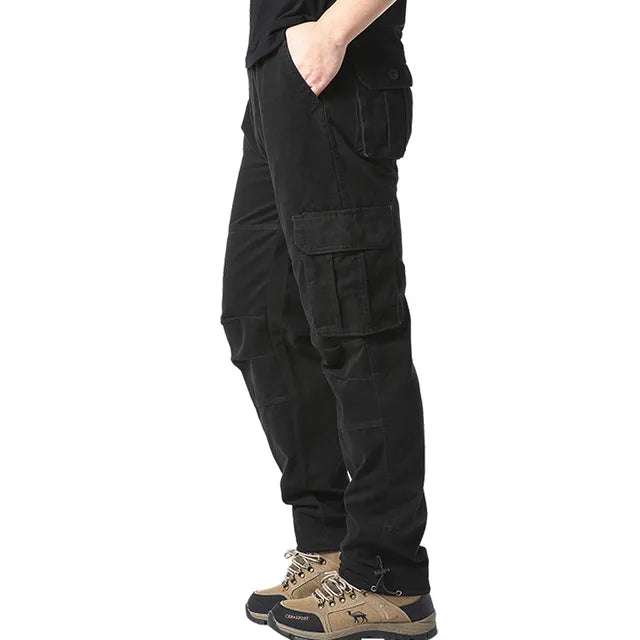 Cargohose - Gerades Bein - Taschen - Cargohose - Herrenhosen-Schwarz-M-Chaps Herrenmode