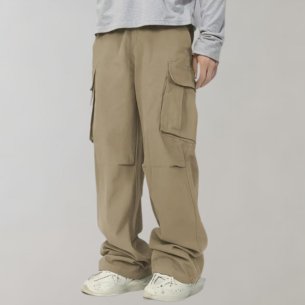 Cargohose – Herren-Baggy-Hose mit geradem Bein und lockerer Passform und Taschen-Chaps Herrenmode