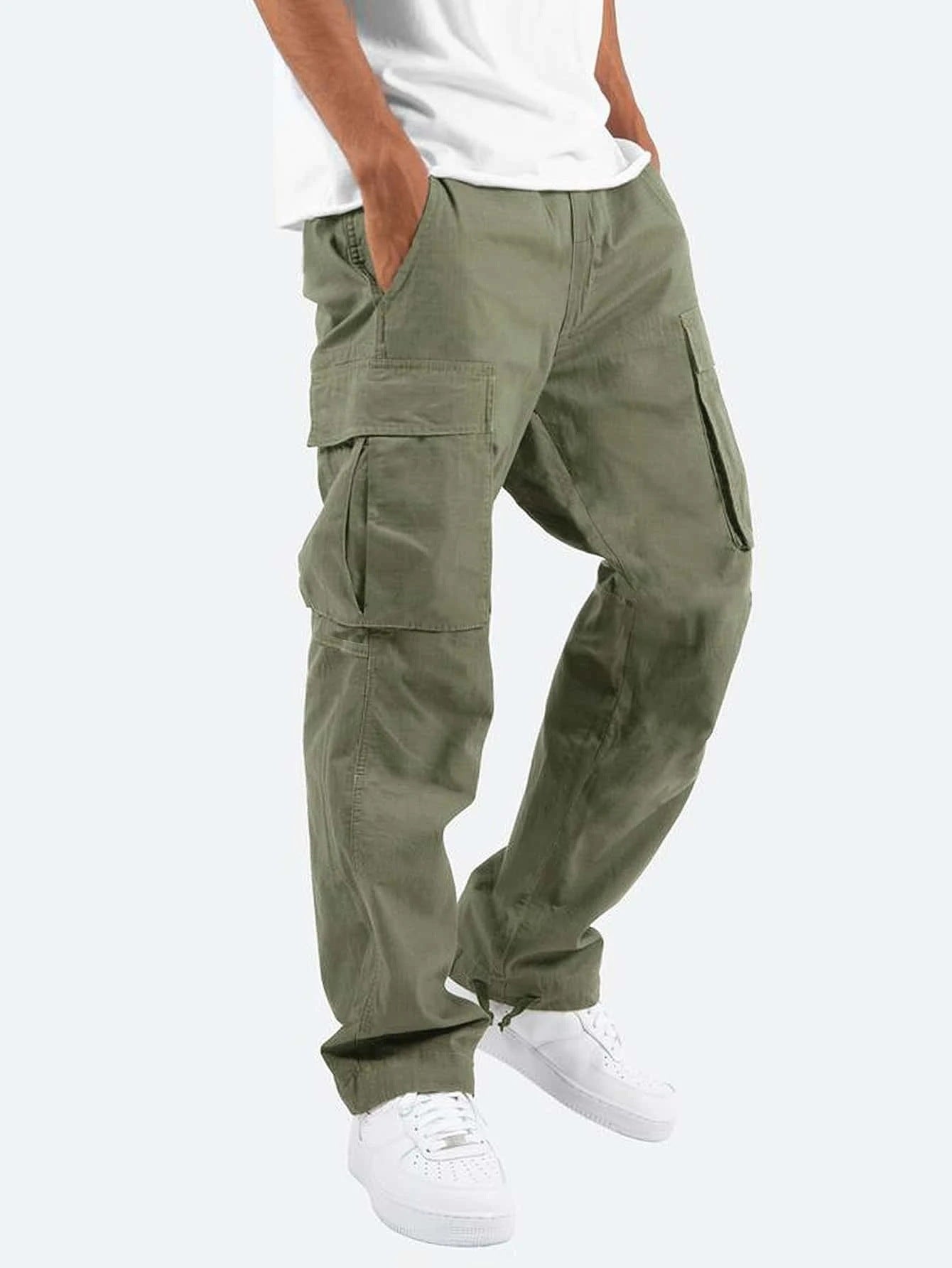 Cargohose - Herren Casual Baggy Loose Fit Cargohose-Grün-S-Chaps Herrenmode