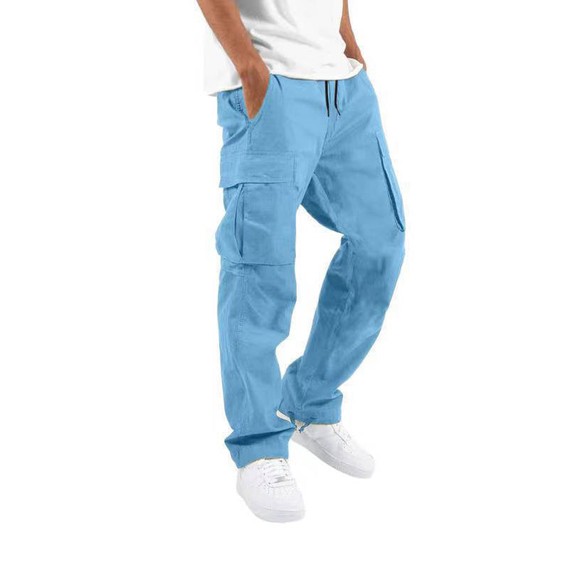 Cargohose - Herren Casual Baggy Loose Fit Cargohose-Hellblau-S-Chaps Herrenmode