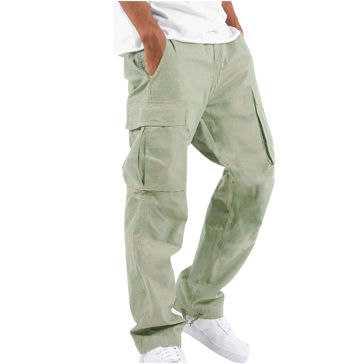 Cargohose - Herren Casual Baggy Loose Fit Cargohose-Hellgrün-S-Chaps Herrenmode