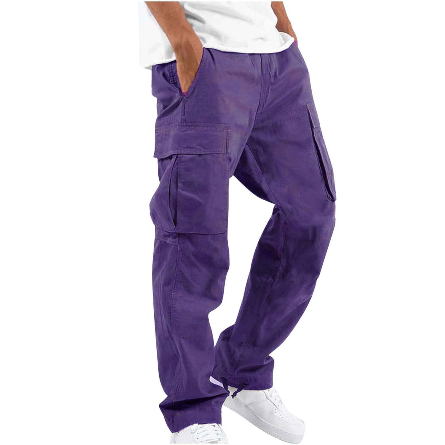 Cargohose - Herren Casual Baggy Loose Fit Cargohose-Lila-S-Chaps Herrenmode