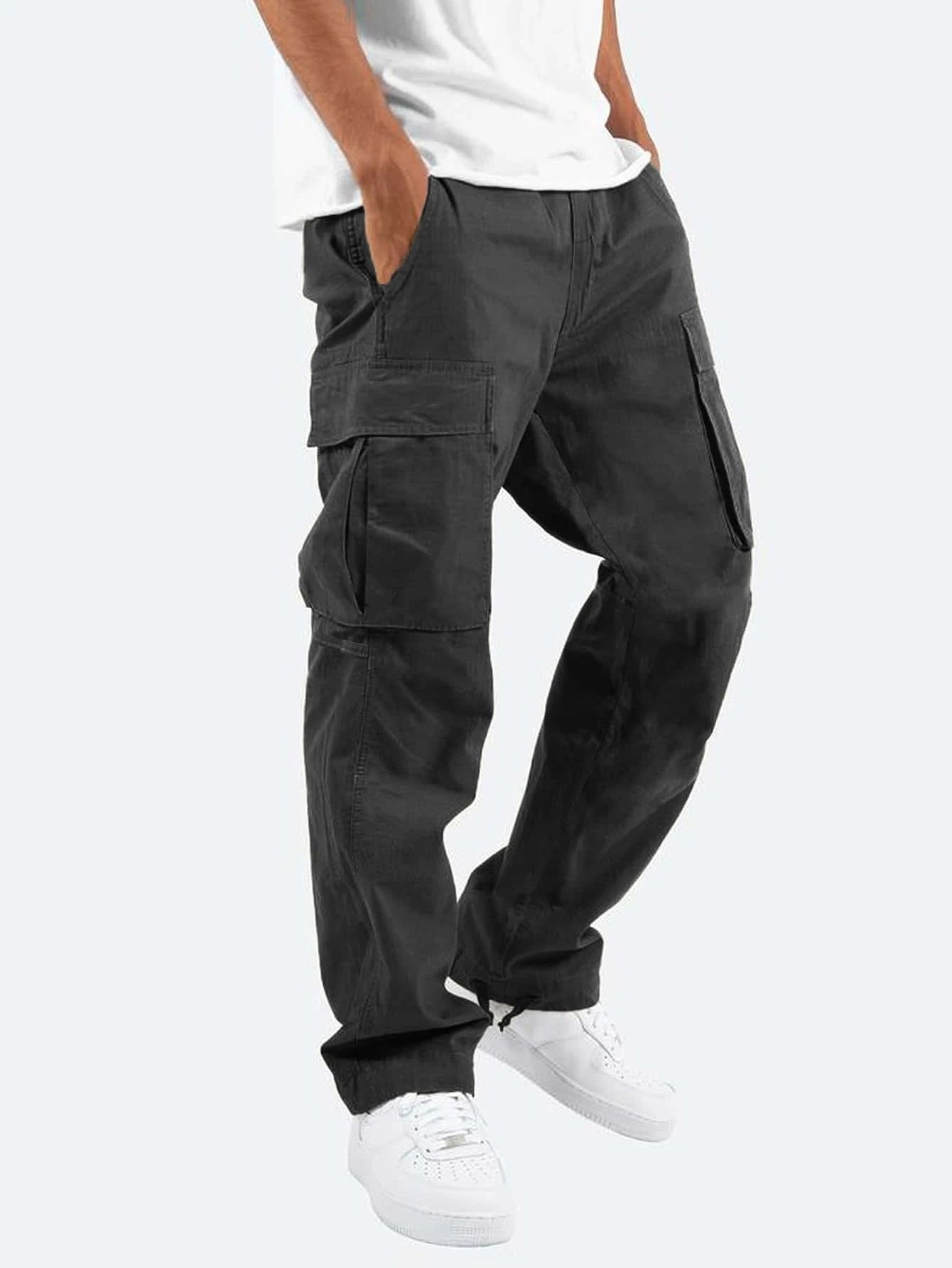 Cargohose - Herren Casual Baggy Loose Fit Cargohose-Schwarz-S-Chaps Herrenmode