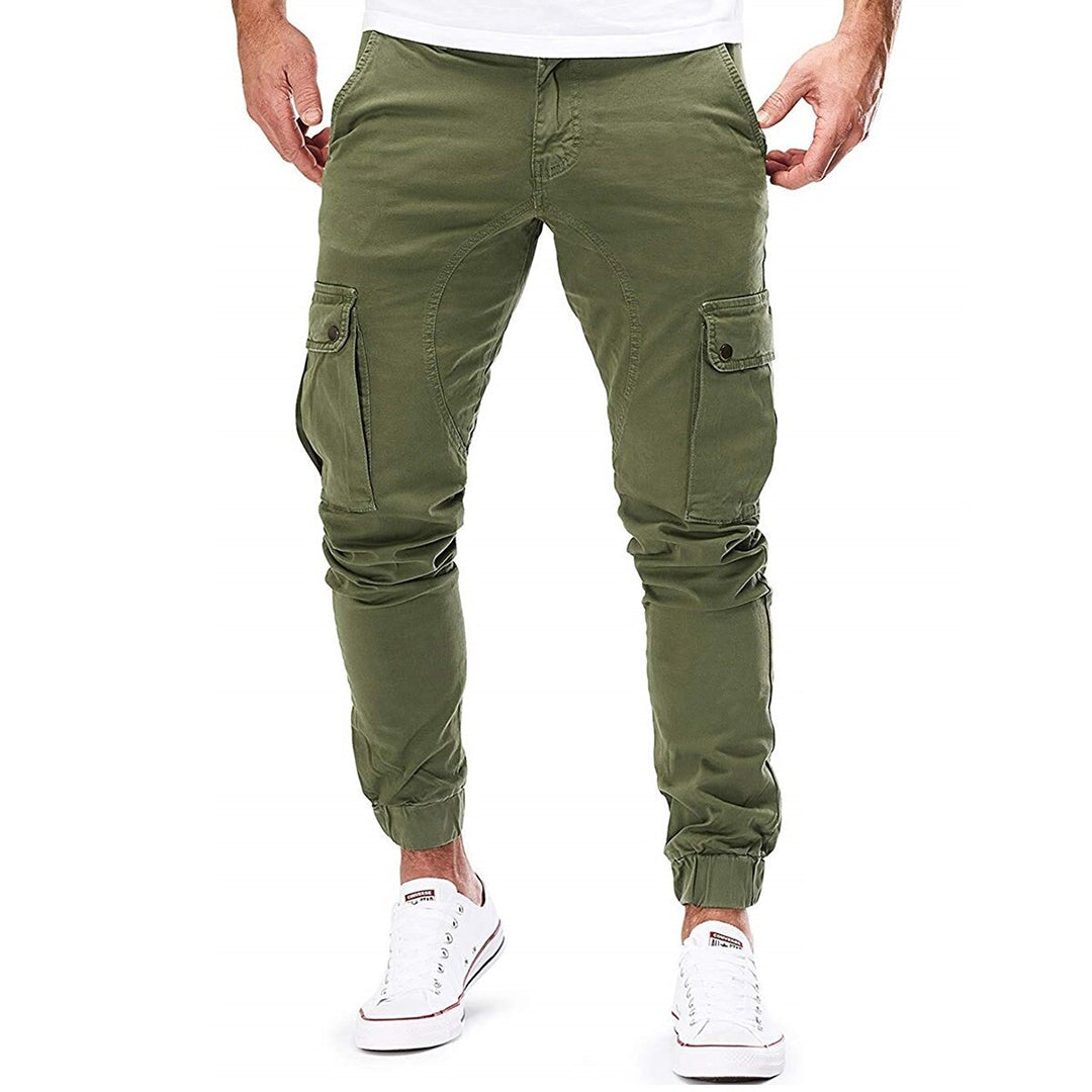 Cargohose - Skinny - Kordelzug - Cargo Jogger - Herrenhosen-Grün-S-Chaps Herrenmode