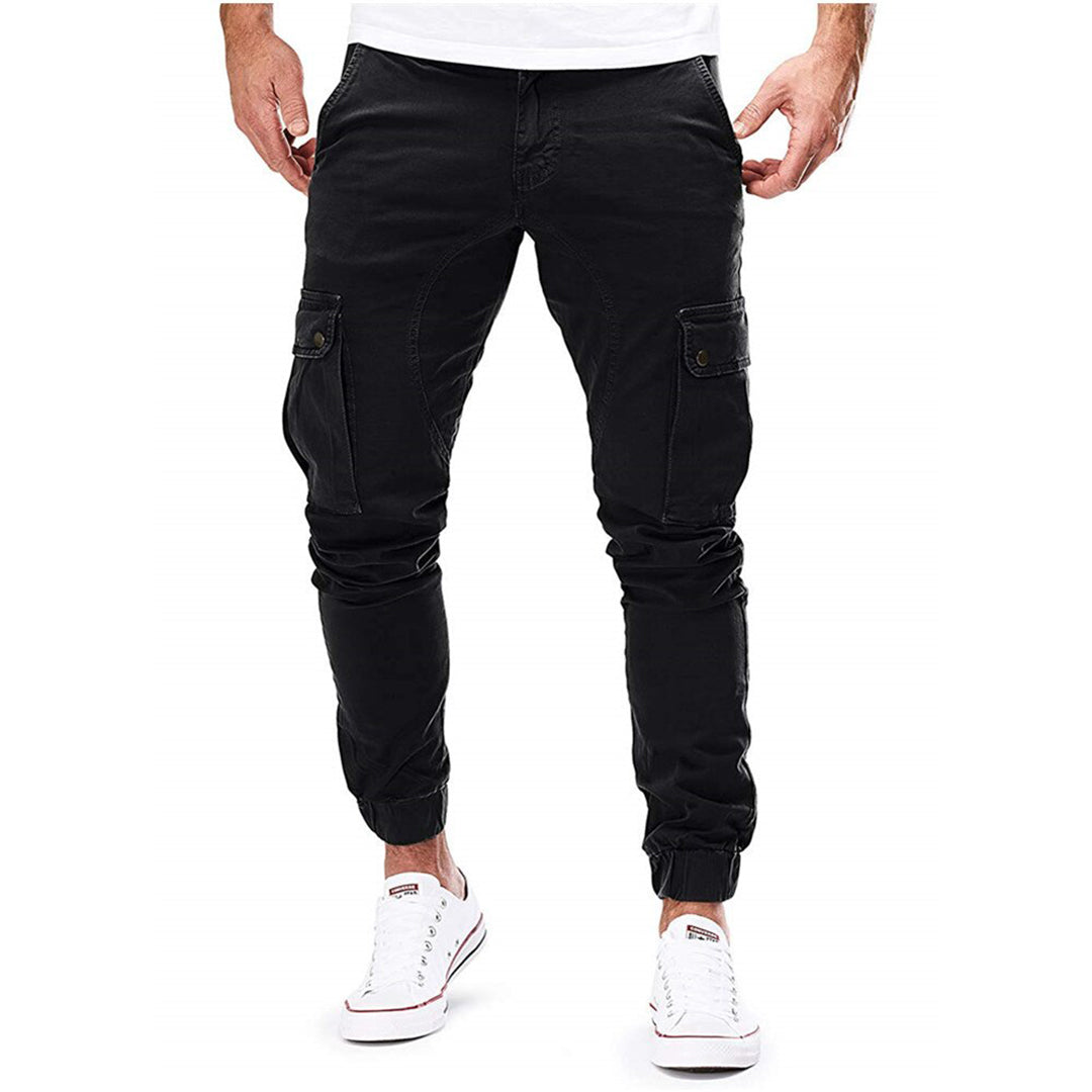 Cargohose - Skinny - Kordelzug - Cargo Jogger - Herrenhosen-Schwarz-S-Chaps Herrenmode