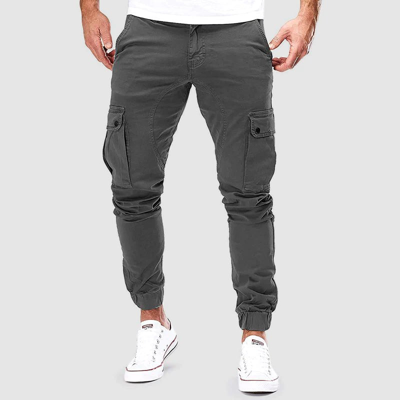 Cargohose - Skinny - Taschen - Cargo Jogger - Herrenhosen-Grau-S-Chaps Herrenmode