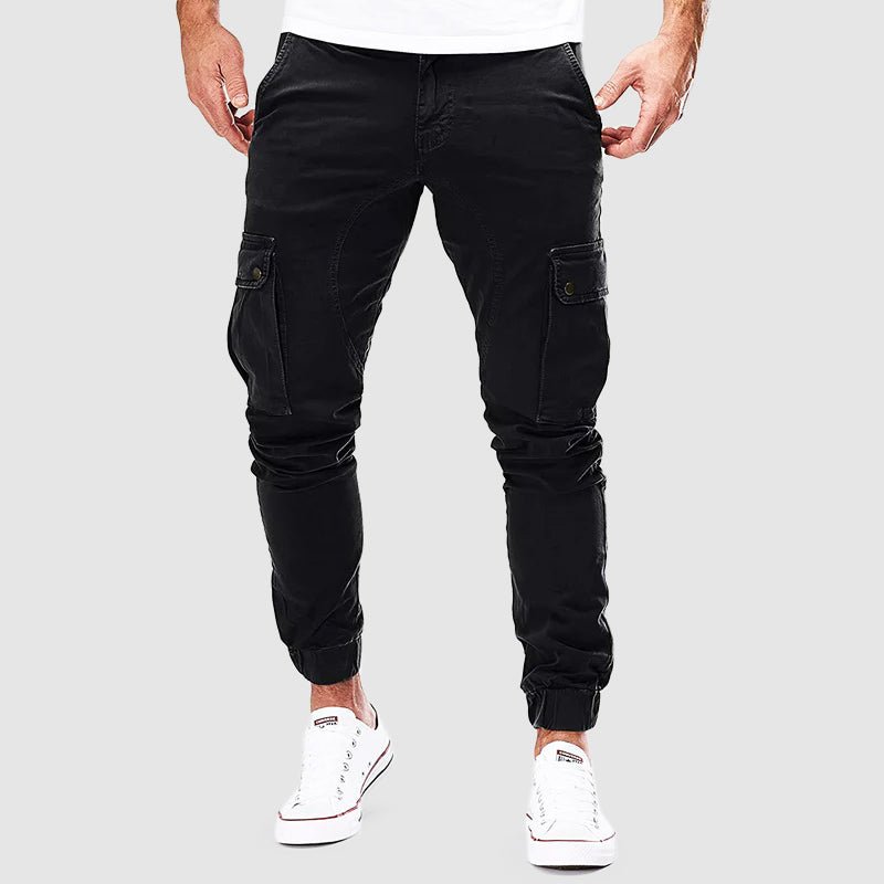 Cargohose - Skinny - Taschen - Cargo Jogger - Herrenhosen-Schwarz-S-Chaps Herrenmode