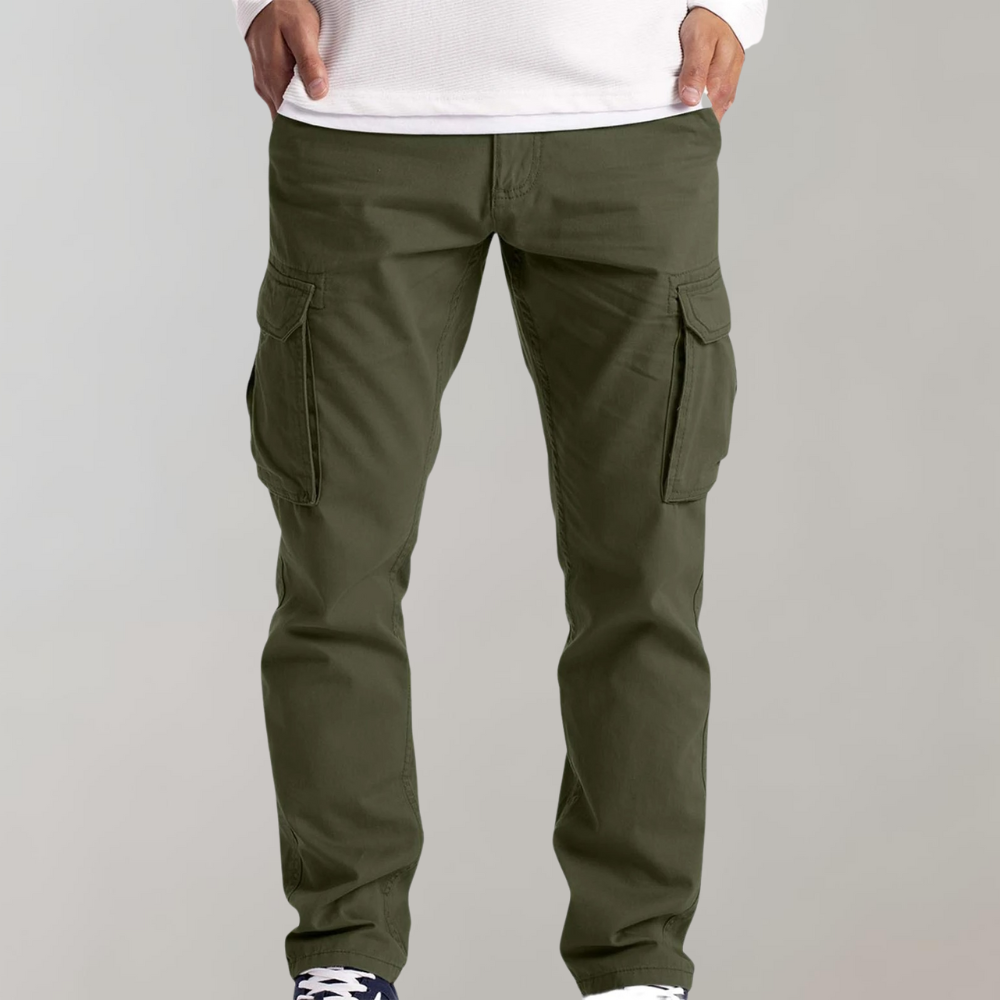 Cargohosen | Bequem | Straight Leg | Cargo Jeans | Herrenhosen-Armeegrün-S-Chaps Herrenmode