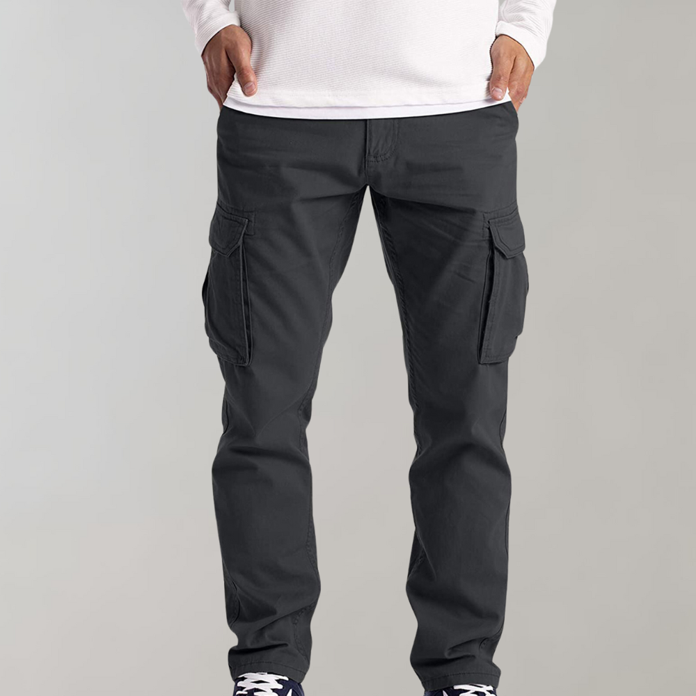 Cargohosen | Bequem | Straight Leg | Cargo Jeans | Herrenhosen-Dunkelgrau-S-Chaps Herrenmode