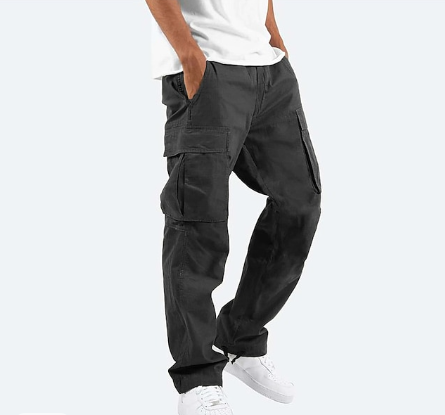 Cargohosen – Cargohosen für Herren mit geradem Bein und lockerer Passform-Schwarz-S-Chaps Herrenmode