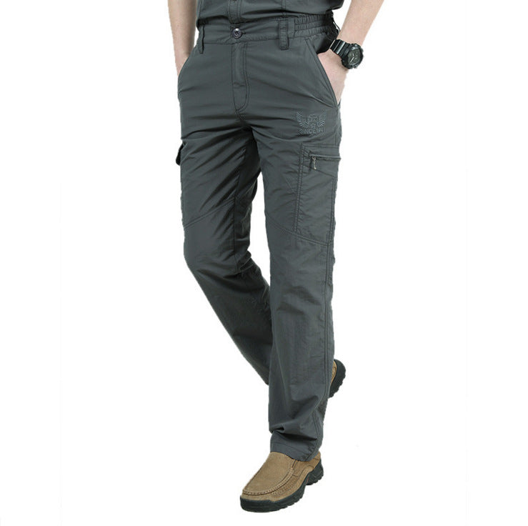 Cargohosen | Elastischer Bund | Gerades Bein | Tactical-Hosen | Herrenhosen-Grau-M-Chaps Herrenmode