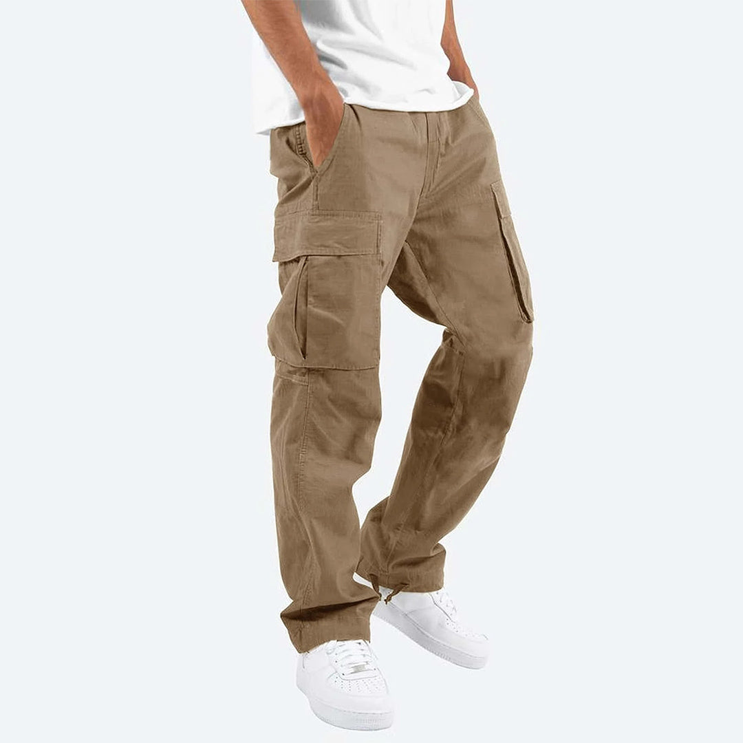 Cargohosen – Lässig – Locker sitzend – Gerade geschnittene Cargohosen – Herrenhosen-Khaki-S-Chaps Herrenmode