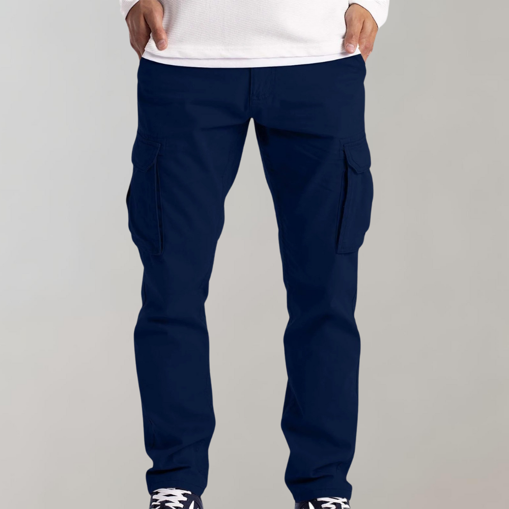 Cargohosen – Lässige Cargohosen für Männer mit geradem Bein-Blau-S-Chaps Herrenmode