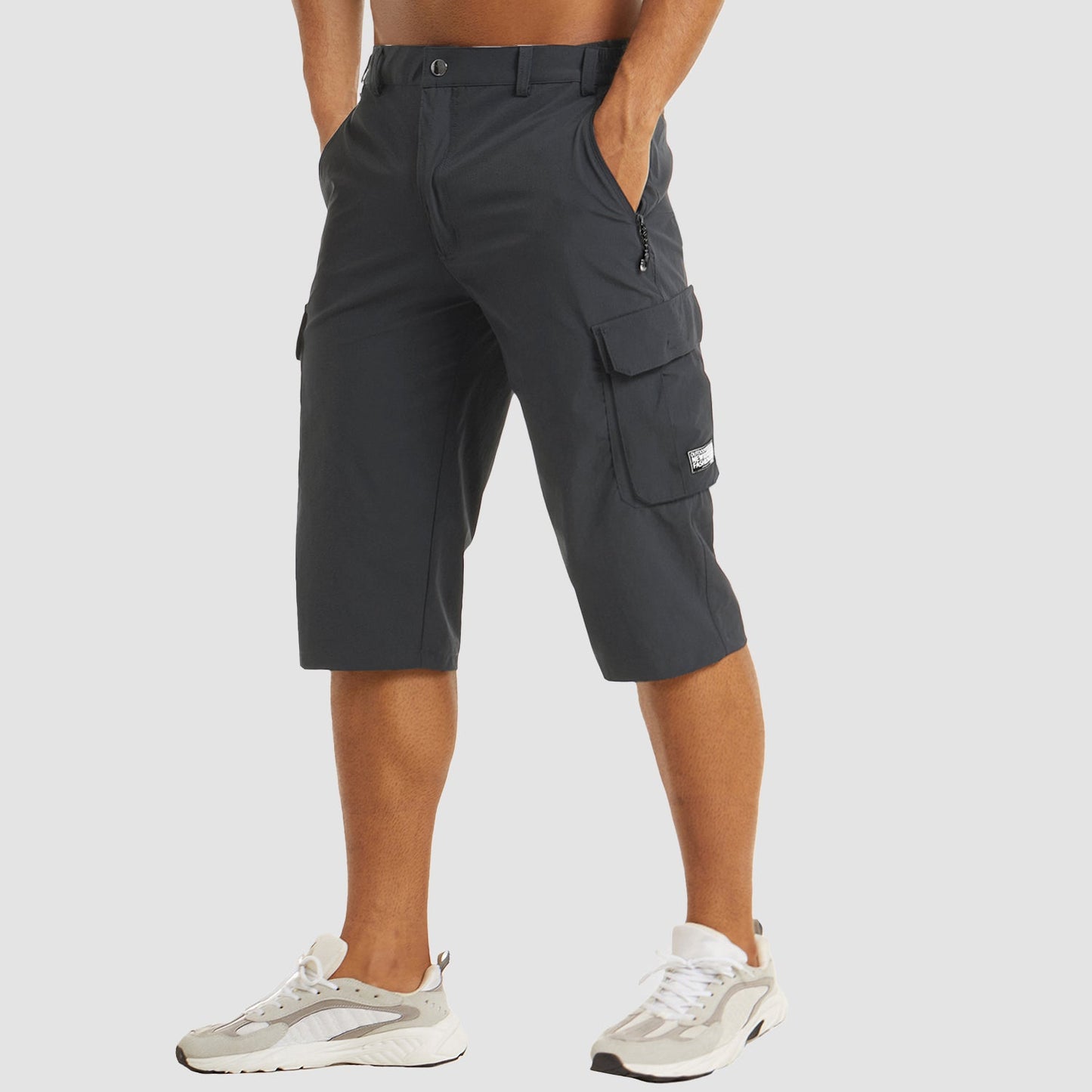 Cargohosen – Schnell trocknend – Caprihosen – Cargoshorts – Herrenhosen-Dunkelgrau-30-Chaps Herrenmode