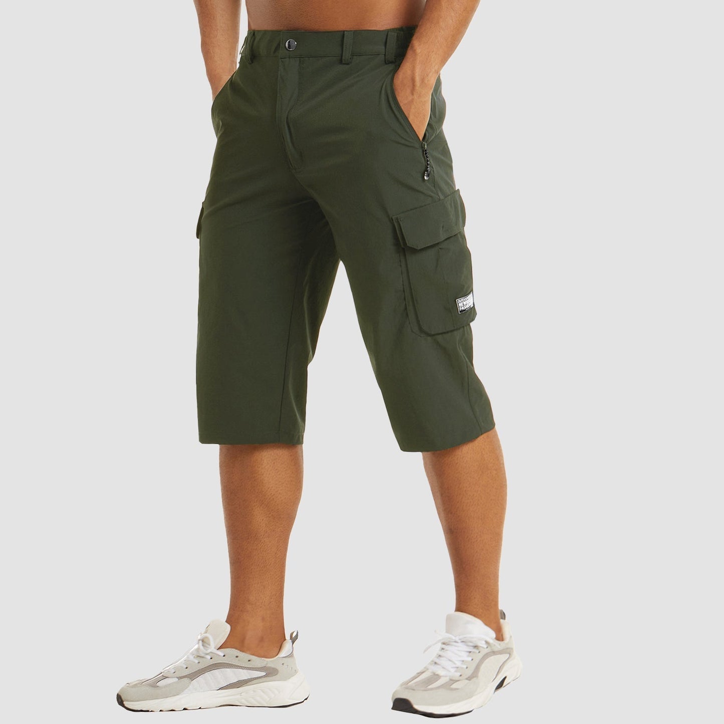 Cargohosen – Schnell trocknend – Caprihosen – Cargoshorts – Herrenhosen-Dunkelgrün-30-Chaps Herrenmode