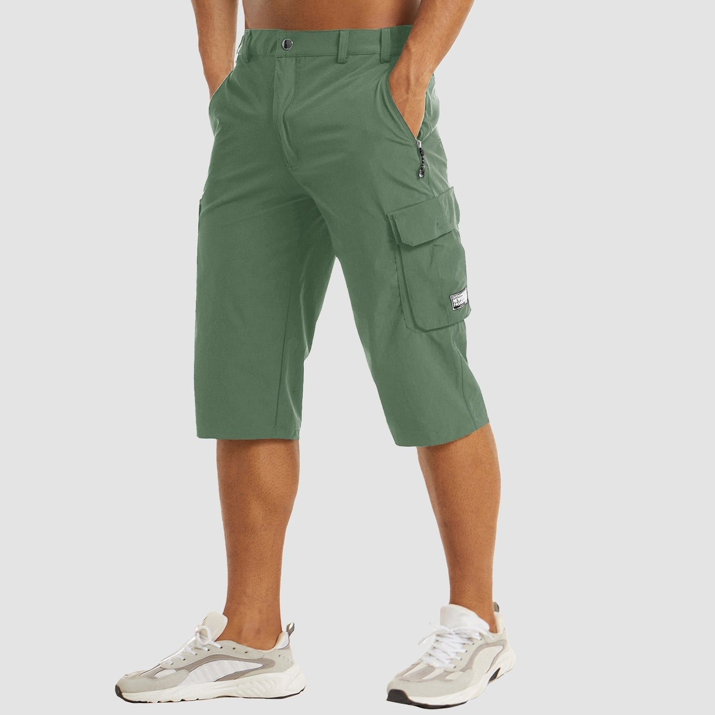 Cargohosen – Schnell trocknend – Caprihosen – Cargoshorts – Herrenhosen-Grün-30-Chaps Herrenmode