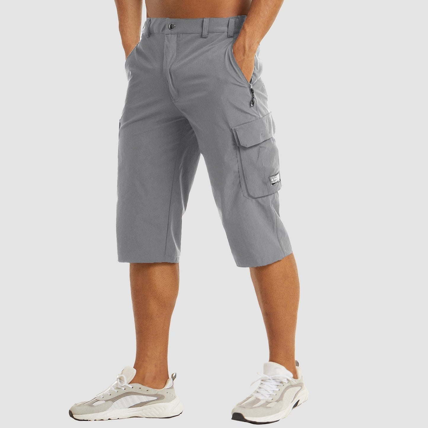 Cargohosen – Schnell trocknend – Caprihosen – Cargoshorts – Herrenhosen-Hellgrau-30-Chaps Herrenmode